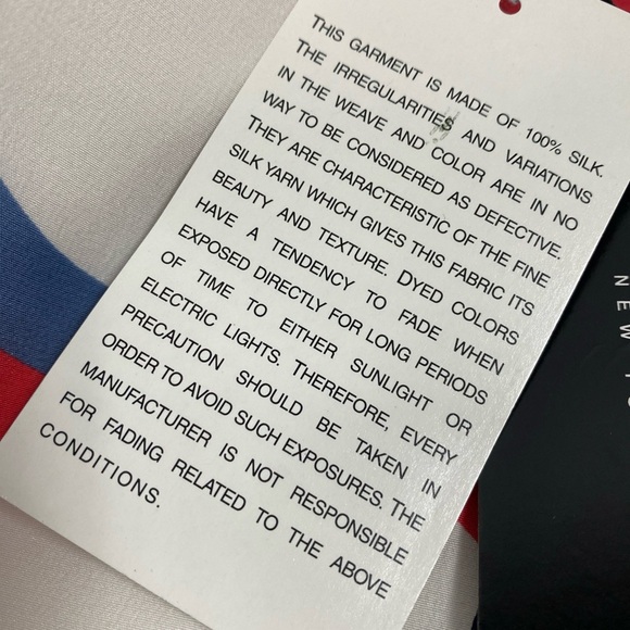 Worth New York Silk Skirt Coral Cornflower White Wave Scarf Border Print SZ 10 - Picture 5 of 7